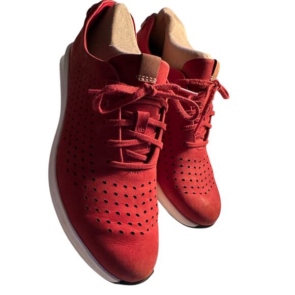 Clarks Red Unstructured Leather Sneakers Size 8 - Picture 5 of 11